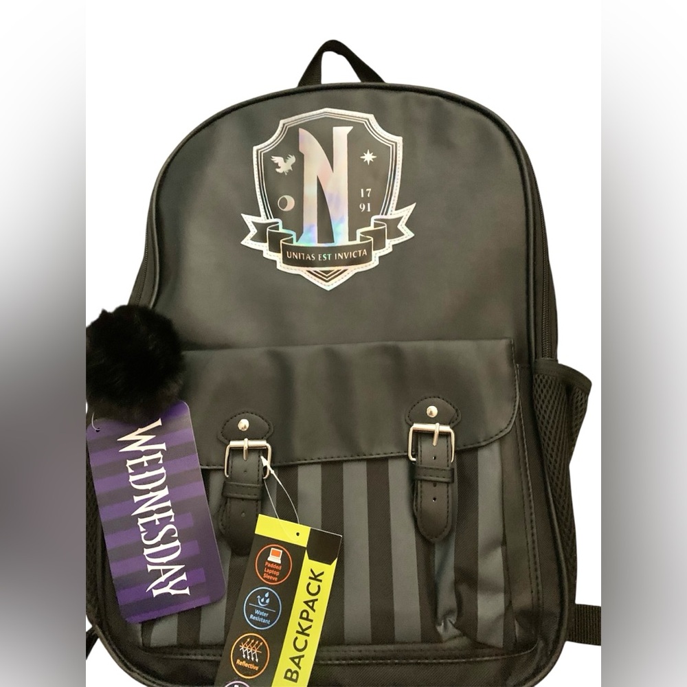 Wednesday Addams Nevermore Academy 17" Backpack Black NEW with Tags